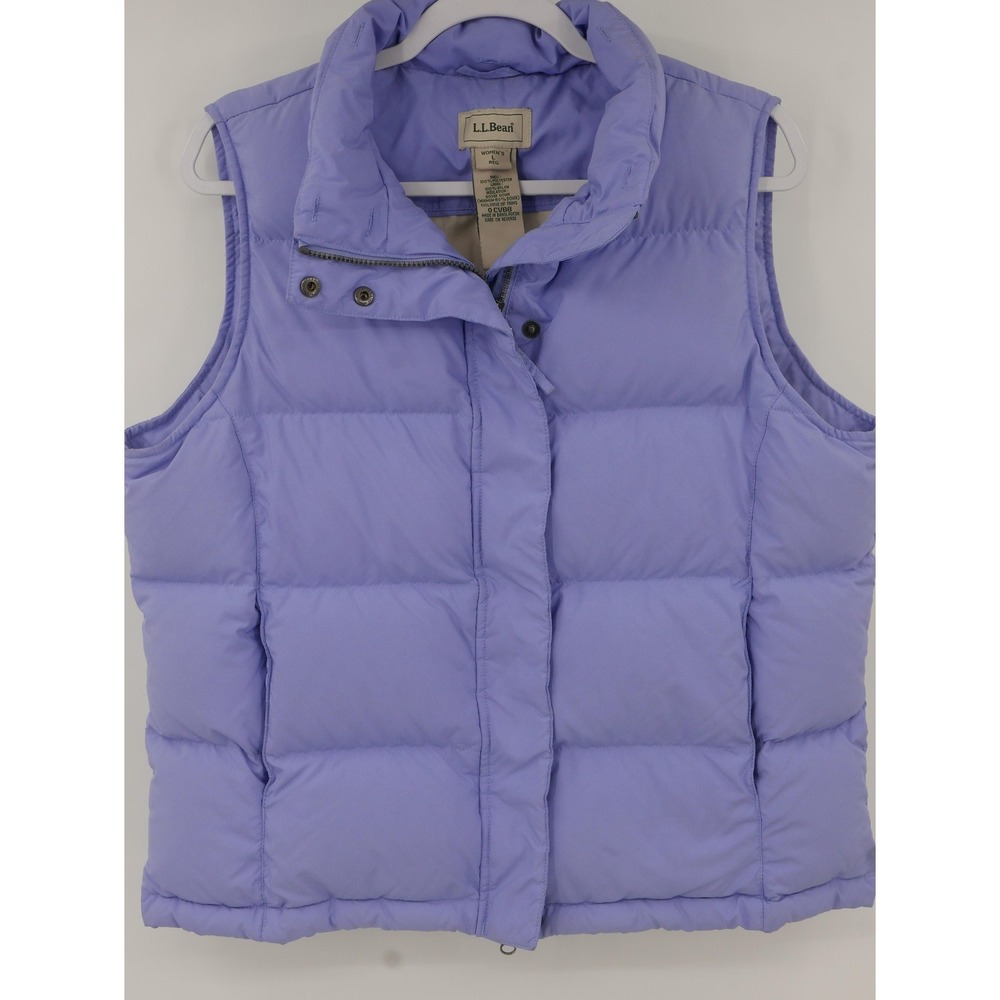 L.L. Bean Goose Down Vest Purple Puffer Full Zip Collared Quilted Women's Large